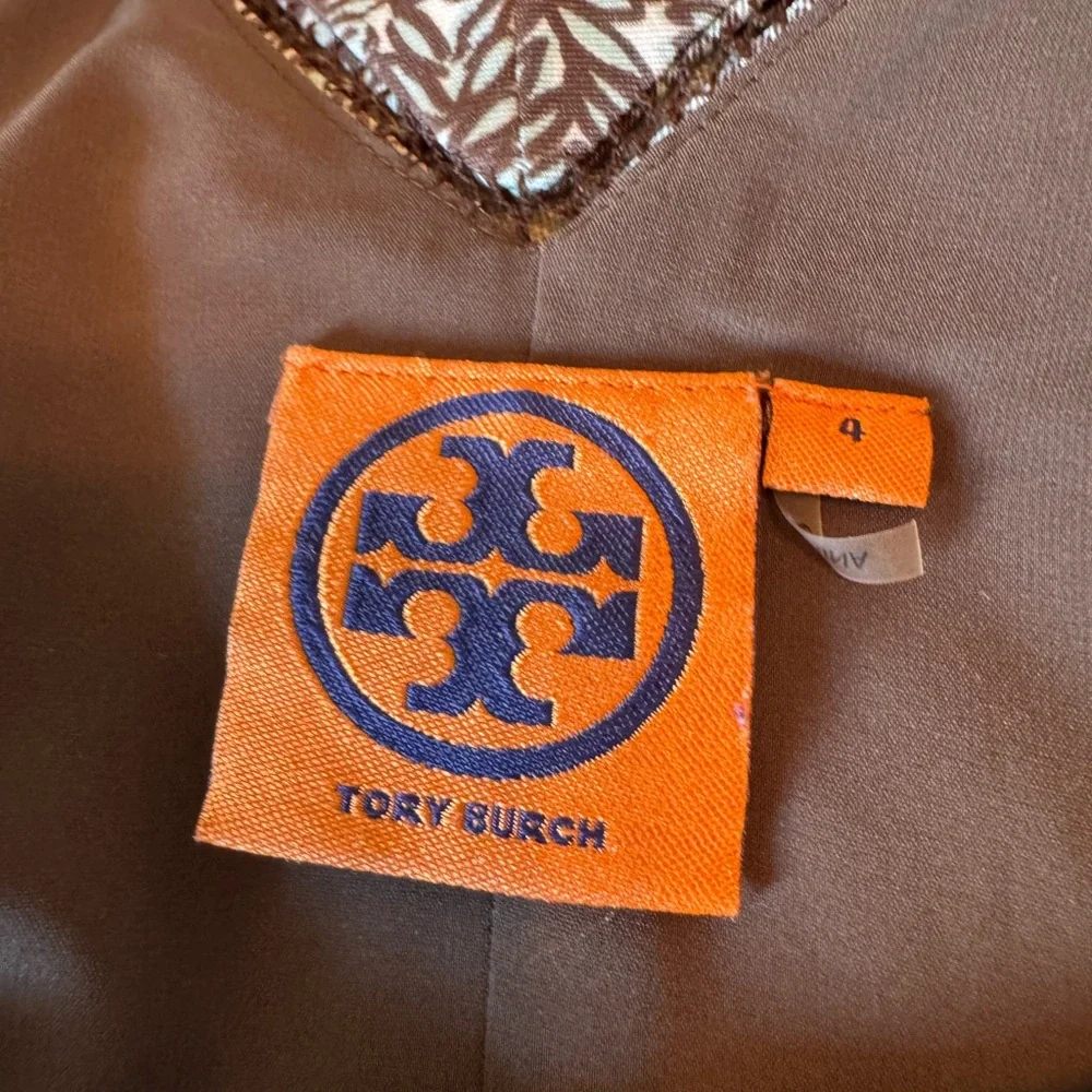 Tory Burch size 4 Silver Blue Sheath Dress V-Neck Shift Dress